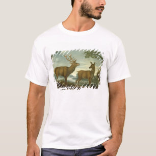 Stof en hind in een bebost landschap t-shirt