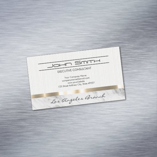 Stof en marmer met metalen afwerking magnetisch visitekaartje (Voorbeeld)