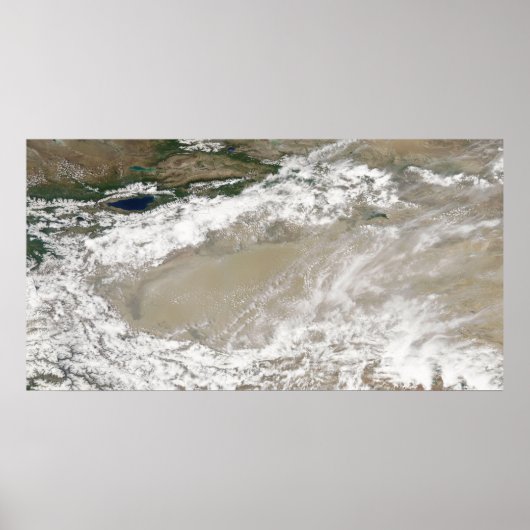 Stof en wolken over de Taklimakan Des Poster (Voorkant)