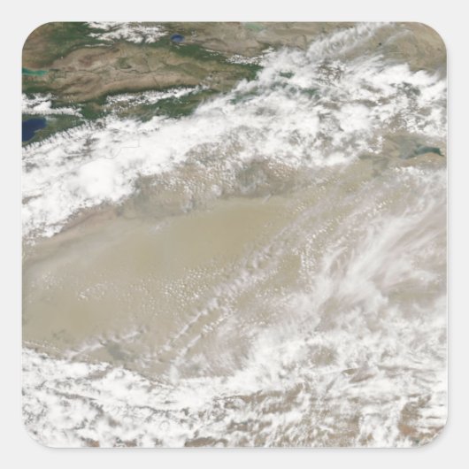 Stof en wolken over de Taklimakan Des Vierkante Sticker (Voorkant)