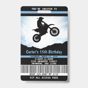 Stof fiets verjaardagsuitnodiging VIP-pas Badge