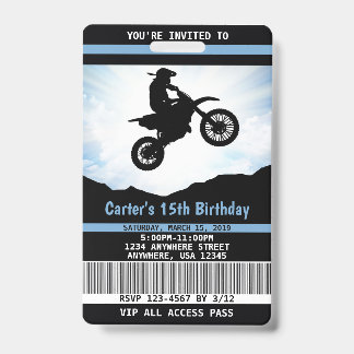 Stof fiets verjaardagsuitnodiging VIP-pas Badge