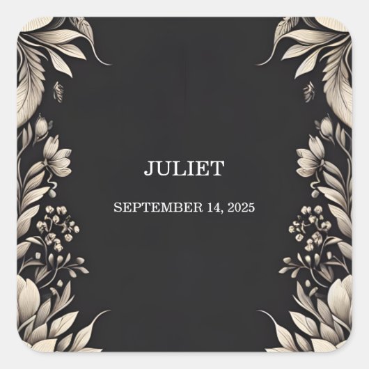 Stof Fluwelen Kant Linnen Papier Bruidsfeest Vierkante Sticker (Voorkant)