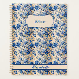  stof Frankrijk Blauwe bloemen | Je naam Planner