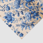  stof Frankrijk Blauwe bloemen | Je naam Tissuepapier (Detail)