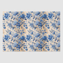  stof Frankrijk Blauwe bloemen | Je naam
