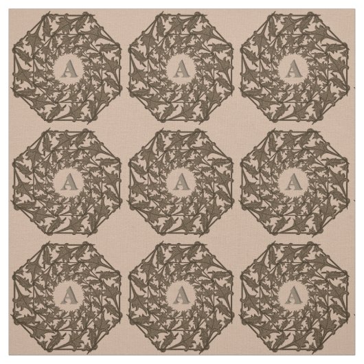 Stof - geweven bladeren met Initiaal (Swatch)