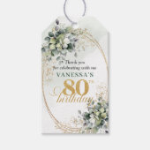 Stof Groen 80ste Verjaardag Boho Gouden Tag Cadeaulabel (Voorkant)
