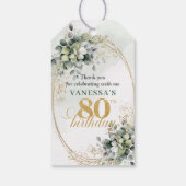 Stof Groen 80ste Verjaardag Boho Gouden Tag Cadeaulabel (Achterkant)
