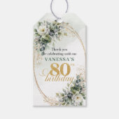 Stof Groen 80ste Verjaardag Botanische Blad Tag Cadeaulabel (Voorkant)