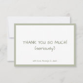 Stof Groen Casual Handgeschreven Minimaal  Bedankkaart (Voorkant)