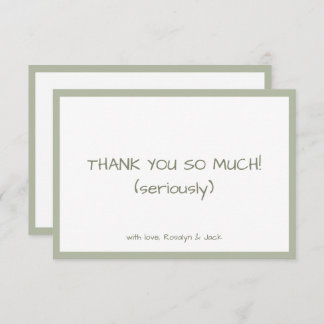 Stof Groen Casual Handgeschreven Minimaal  Bedankkaart