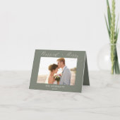 Stof Groen Foto Nieuwe Vrolijke Getrouwde Kerstmis Bedankkaart (Voorkant)