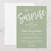 Stof groene verrassingsverjaardagsfeestje kaart (Voorkant / Achterkant)