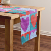 Stof Hart Liefde valentijn Patroon Rustieke jute Korte Tafelloper (Voorbeeld)