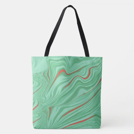 Stof in bochten met lichte mintgroene tinten tote bag (Voorkant)