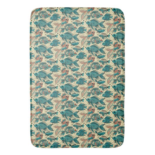 Stof in Levendig Vis Patroon Kleurrijk Badmat (Voorkant Verticaal)