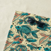 Stof in Levendig Vis Patroon Kleurrijk Strandlaken (In situ)