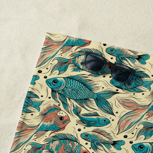 Stof in Levendig Vis Patroon Kleurrijk Strandlaken (In situ)