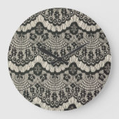 Stof Kant Ornament op Wit. Grote Klok (Voorkant)