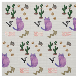 Stof, Kat Vis Cactus Meow Paws Stof