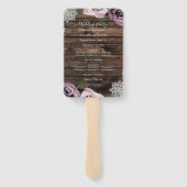 Stof mauve bloemrozen landelijke houten kant trouw handwaaier (Achterkant)