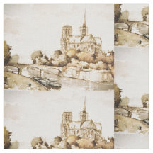 Stof met afbeeldingen van de 'Notre Dame Cathedral