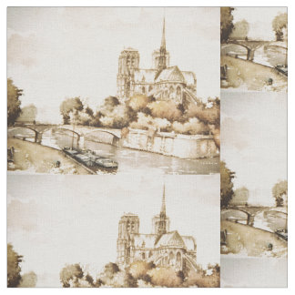 Stof met afbeeldingen van de 'Notre Dame Cathedral
