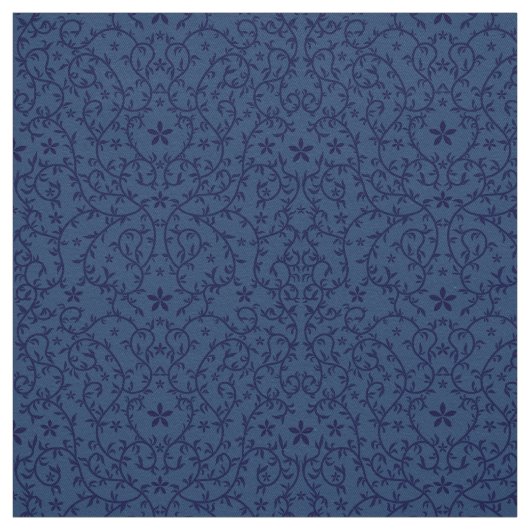 Stof met Donkerblauw Botanisch Ornament (Swatch)