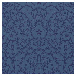 Stof met Donkerblauw Botanisch Ornament