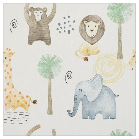 Stof met safari dieren voor kinderen (Swatch)