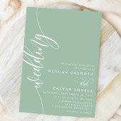 Stof Mint Elegante Calligrafie Script Bruiloft Kaart