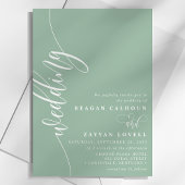 Stof Mint Elegante Calligrafie Script Bruiloft Kaart