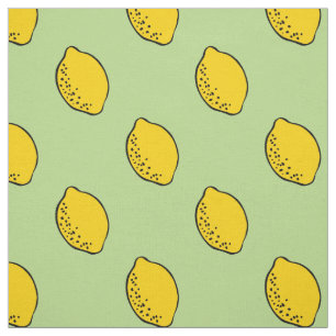 Stof: Mint Green & Yellow Lemon Print Stof