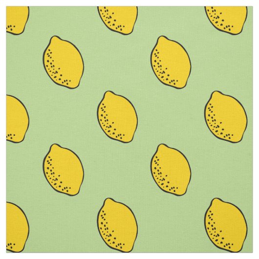 Stof: Mint Green & Yellow Lemon Print Stof (Swatch)
