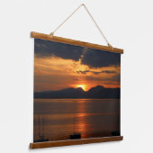 Stof over het Gardameer Hangend Wandkleed (Gebogen)