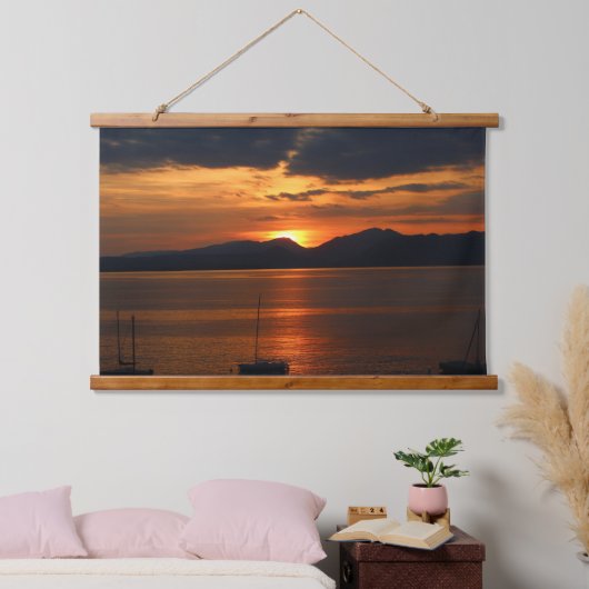 Stof over het Gardameer Hangend Wandkleed (Slaapkamer)