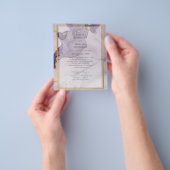 Stof Paars Goud Alcohol INK Abstract Trouwen Flyer (Hand)