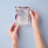 Stof Paars Goud Alcohol INK Abstracte Trouwdag Flyer (Hand)