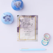 Stof Paars Goud Alcohol INK Abstracte Trouwdag Flyer (Enkel)