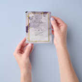Stof Paars Goud Alcohol INK Abstracte Trouwdag Flyer (Hand)