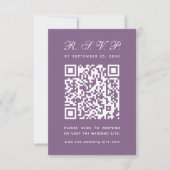Stof Paarse Grote QR-code Eenvoudig Script Trouw RSVP Kaartje (Voorkant)