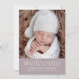 Stof Paarse Welkom Baby Foto Geboorte Aankondiging