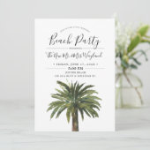 Stof Palm | Zand Post Bruiloft Strandfeest Kaart (Staand voorkant)