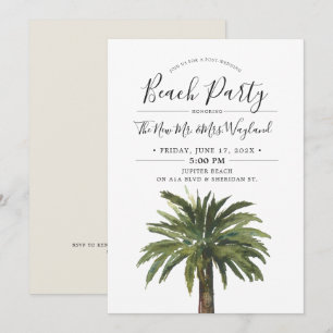Stof Palm   Zand Post Bruiloft Strandfeest Kaart
