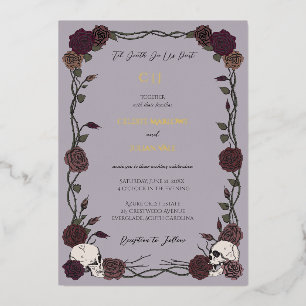 Stof Plum Gothic Tot de Dood Huwelijk Folie Uitnodiging