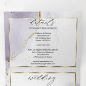 Stof Plum Paars Drievoudige Uitnodiging (Binnenzijde eerst)