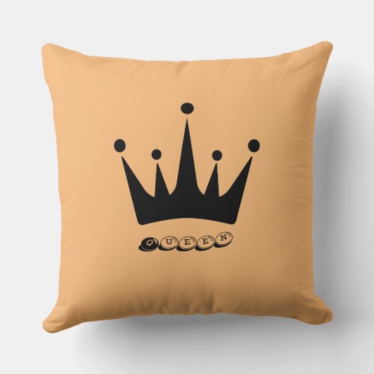 Stof Polyester Custom Queen Tekst Zwart Kroon Kussen (Achterkant)