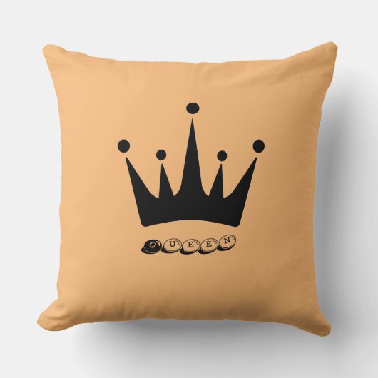 Stof Polyester Custom Queen Tekst Zwart Kroon Kussen (Voorkant)