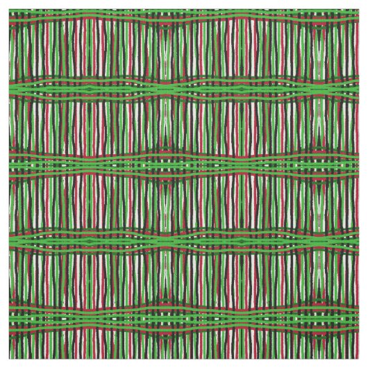 Stof - Rood/Groen/Zwart/Wit Weave (Swatch)